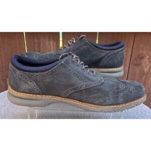 Men's Bass Propel Wingtip Blue Gray Suede Shoes Size 11m